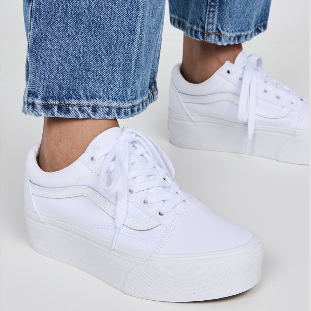 Vans Old Skool Stackform White Platform Sneakers … - image 2